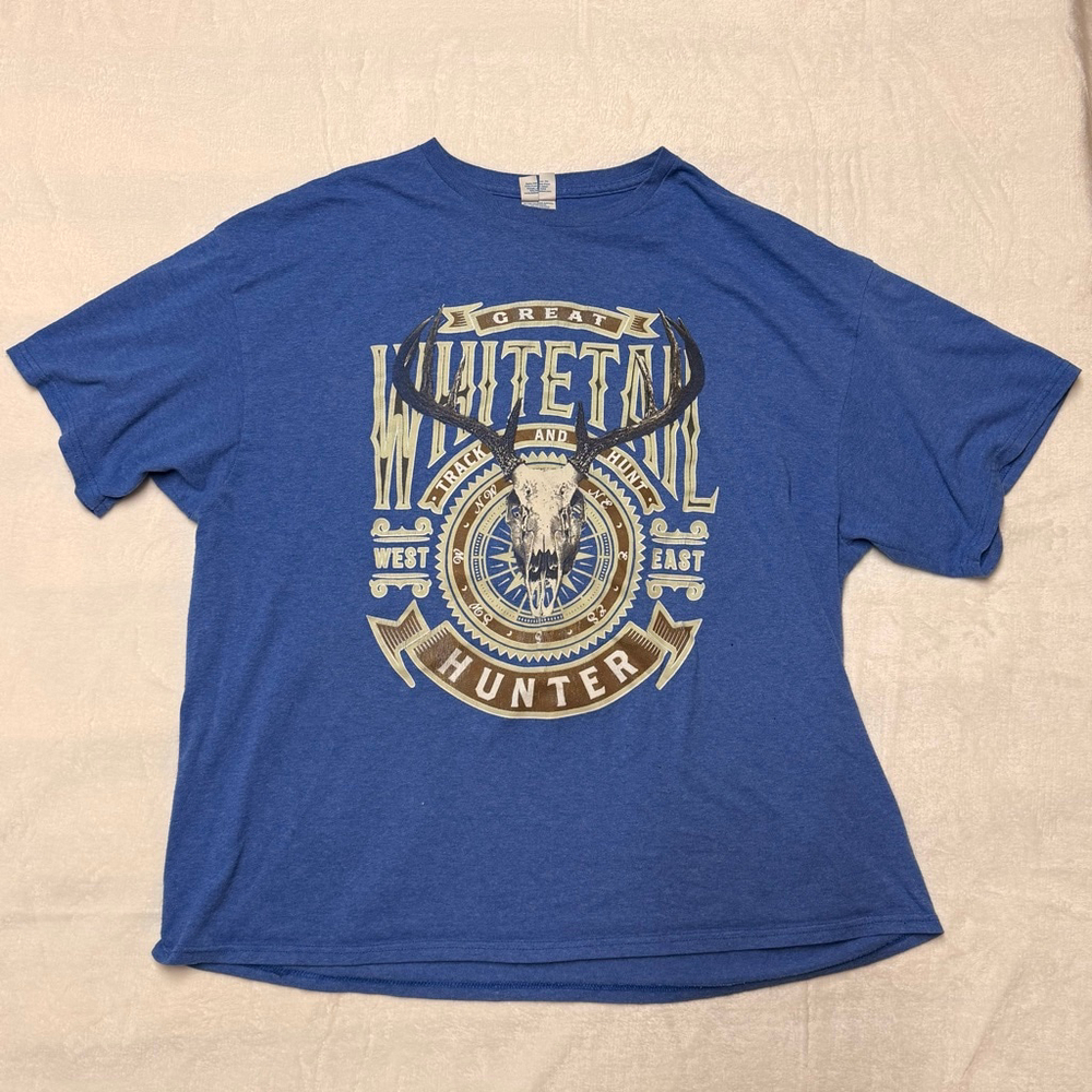 Men's Delta Pro Weight Blue Whitetail Hunter Short Sleeve Tee XXL